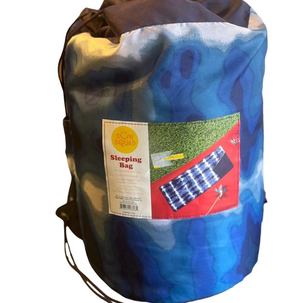 NWT Kids' Printed Sleep Bag with Carrying Bag Blue Tie Dye - Sun Squad